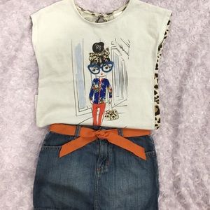 Gymboree girls shirt & jean skirt. Size 4.